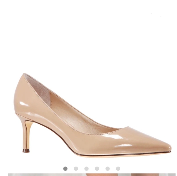 NINA60 LATTE PATENT LEATHERETTE MID-HEEL CLASSIC PUMP - Picture 3 of 5